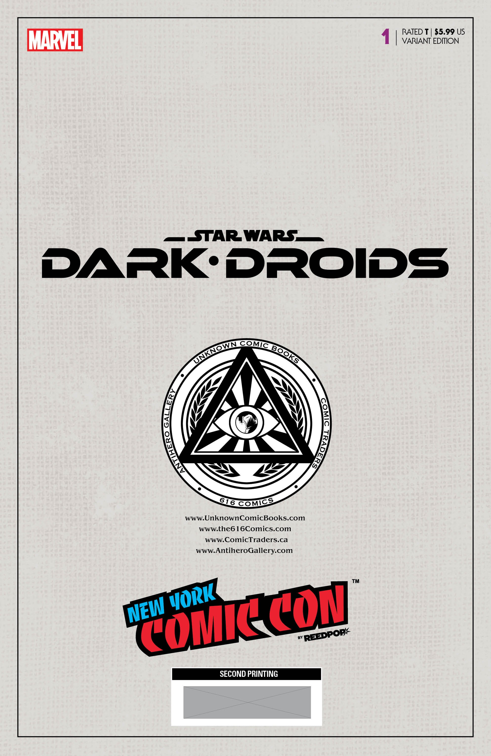 Star Wars: Dark Droids #1 [Dd] Unknown Comics Giuseppe Camuncoli NYCC 2023  Exclusive 2Nd Printing Var (10/18/2023) - Collectors World Toys
