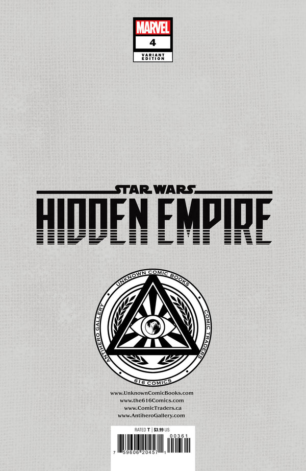 Star Wars: Hidden Empire #4 Unknown Comics Patch Zircher Exclusive Var (03/01/2023) - Collectors World Toys