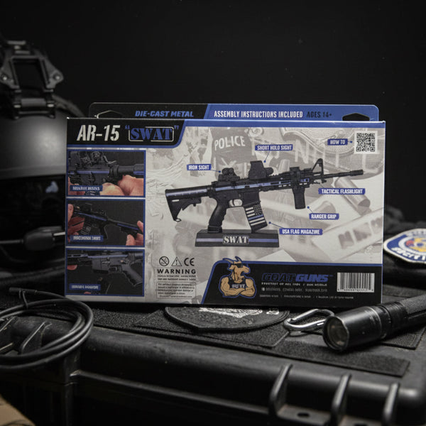 Mini AR-15 in Thin Blue Line SWAT Theme