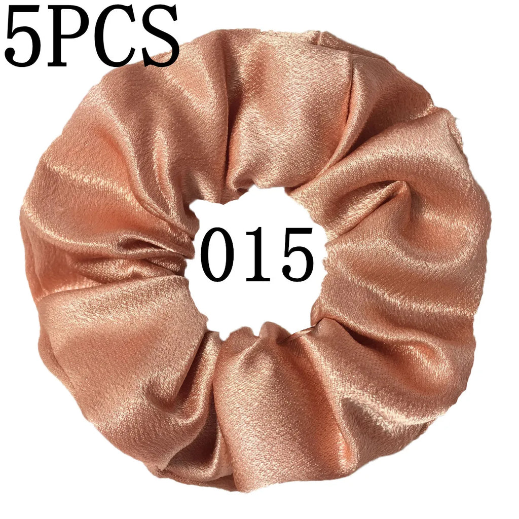 10/5 Pcs Satin Hair Scrunchies Set for Women & Girls – Soft Silk Elastic Hair Bands | Elegant Solid Color Ponytail Holders & Headwear Accessories