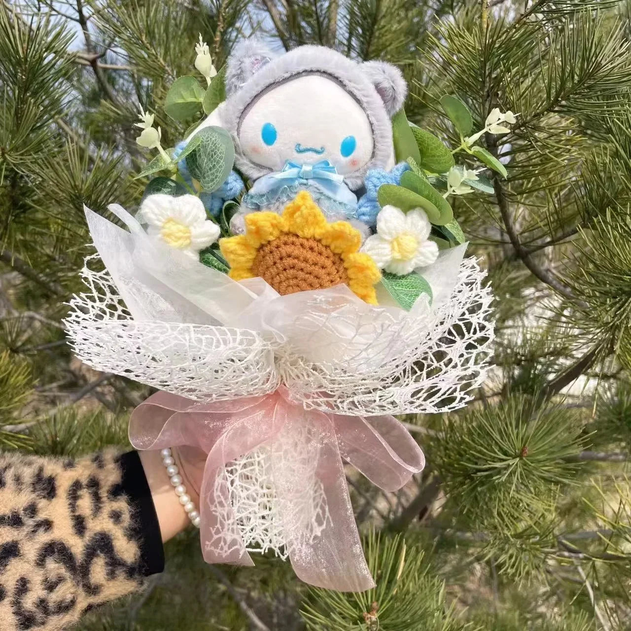 Cartoon My Melody Kuromi Cinnamoroll Kt Cat Plush Doll Creative Flower Bouquet Valentine Christmas Graduation Birthday Gift