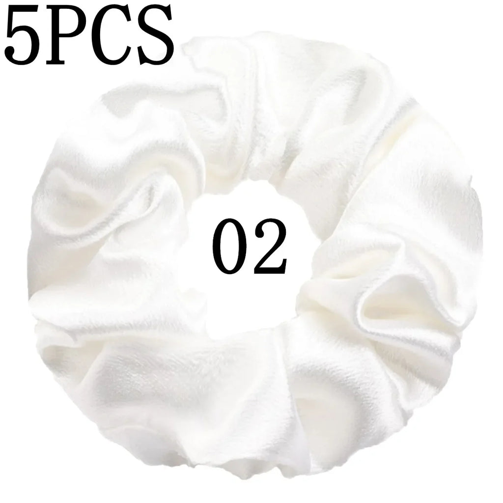 10/5 Pcs Satin Hair Scrunchies Set for Women & Girls – Soft Silk Elastic Hair Bands | Elegant Solid Color Ponytail Holders & Headwear Accessories