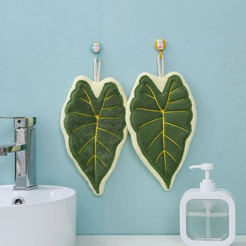 Hot Plant Hand Towel Cleaning Towel Absorbent Handkerchief Hanging Thickened Kitchen Towel Bathroom Kitchen Accessories