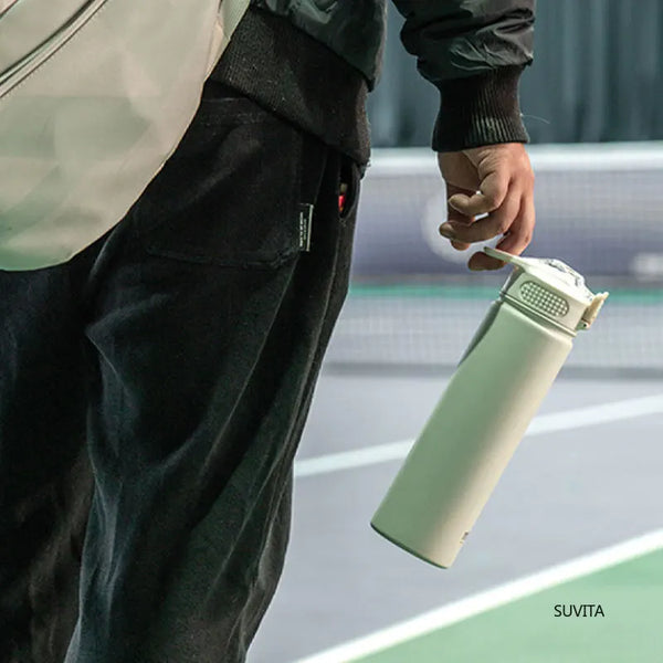 TYESO 600ML/750ML Thermos Water Bottle With Straw Stainless Steel Car Thermal Sports Cup Keeps Cold and Heat Thermal Travel Mug