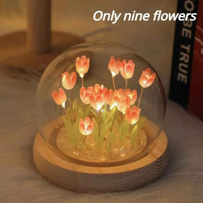 LED DIY Handmade Mini Tulip Night Light Materials Cute Home Decor Birthday Gift For Girl Family Friend Child Christmas Ornament