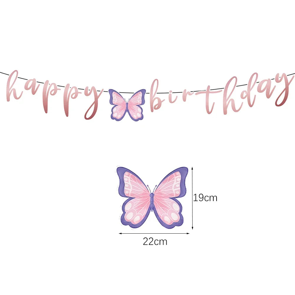 Butterfly Fairy Birthday Party Tableware Set – Pink Disposable Plates, Cups, Napkins & Tablecloth | Girls Party Decorations & Supplies