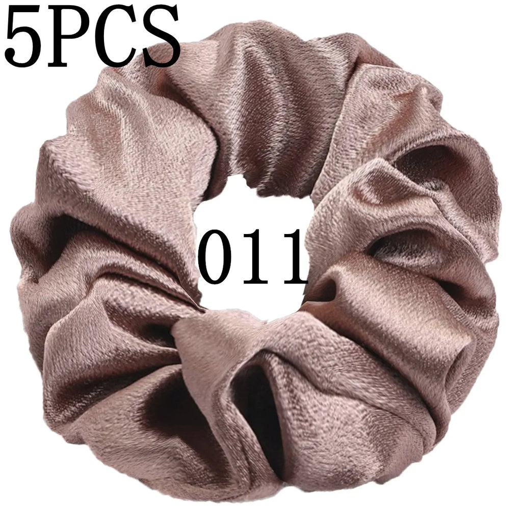 10/5 Pcs Satin Hair Scrunchies Set for Women & Girls – Soft Silk Elastic Hair Bands | Elegant Solid Color Ponytail Holders & Headwear Accessories