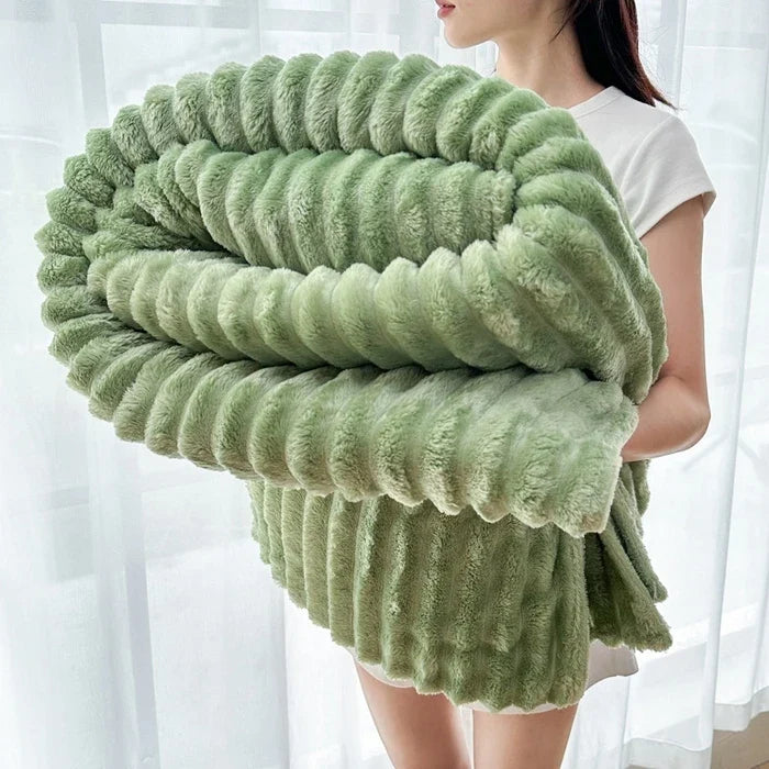 Solid  Colour Tutu Fleece Drawn Blanket Double-sided Flannel Multifunctional Leisure Blanket Office Lunch Break Blanket