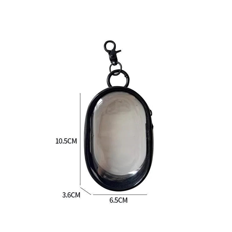New Portable Clear Figure Display Keyring Bag Waterproof PVC Oval Hanging Blind Box Storage Bags Keychain Organizer Case