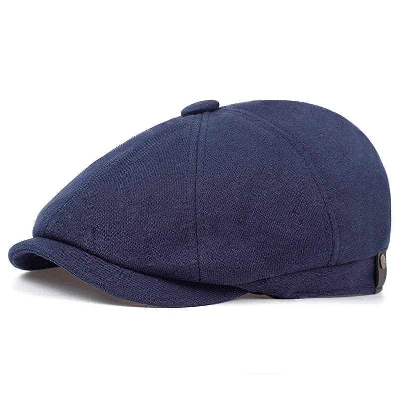 Retro Men’s Newsboy Cap – Classic Herringbone Octagonal Hat, British Style Flat Cap for Autumn & Winter, Vintage Painter Beret