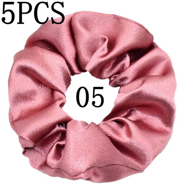 10/5 Pcs Satin Hair Scrunchies Set for Women & Girls – Soft Silk Elastic Hair Bands | Elegant Solid Color Ponytail Holders & Headwear Accessories