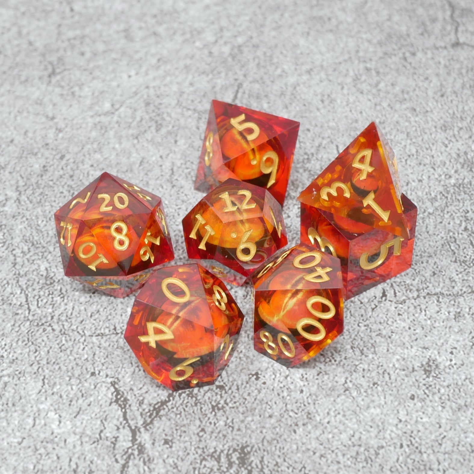 Sauron's Eye | 7 Piece Moving Eye DnD Dice Set | Acrylic RPG Gaming Dice Main image