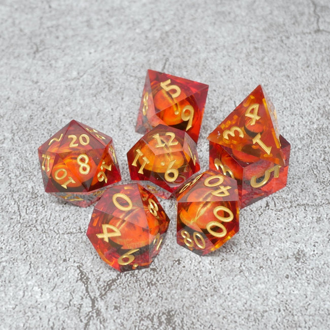 Sauron's Eye |  7 Piece Moving Eye DnD Dice Set | Acrylic RPG Gaming Dice - Collectors World Toys Hover Image