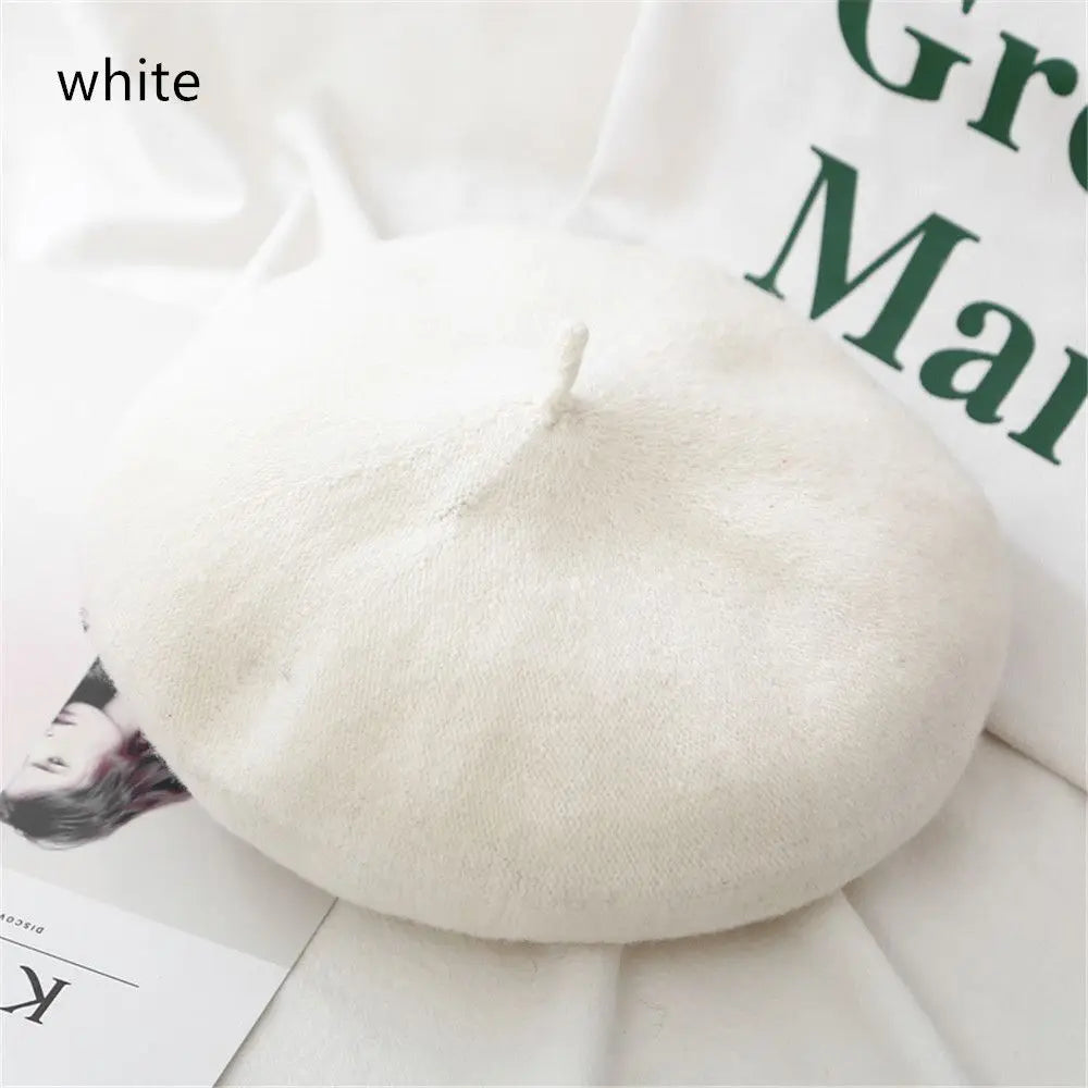 Autumn Winter Felt Beret Hats Women Fashion French Painter Hat Girls Trendy Solid Color Berets Ladies Multicolored Flat Cap