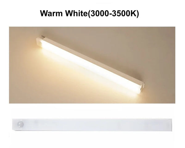 USB Rechargeable PIR Motion Sensor LED Bar Lights Dimmable Detector Night Light Portable Induction Cabinet Lamp for Kitchen Room