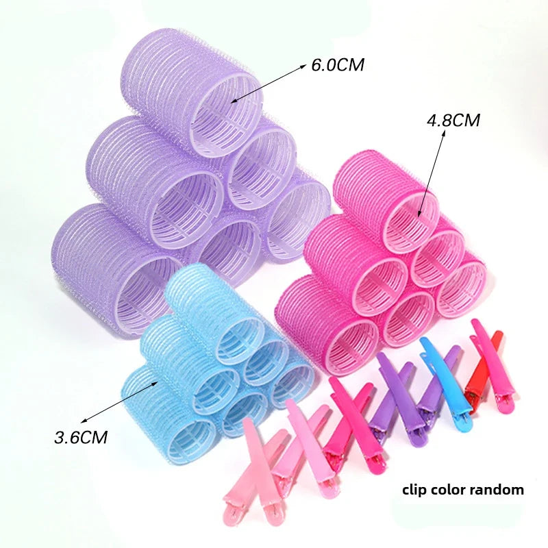 19-35pcs/Set Hair Roller Sets 18pcs Plastic Self Grip Heatless Hair Curlers 3 Sizes Hair Rollers Clips DIY Hairdressing Tools