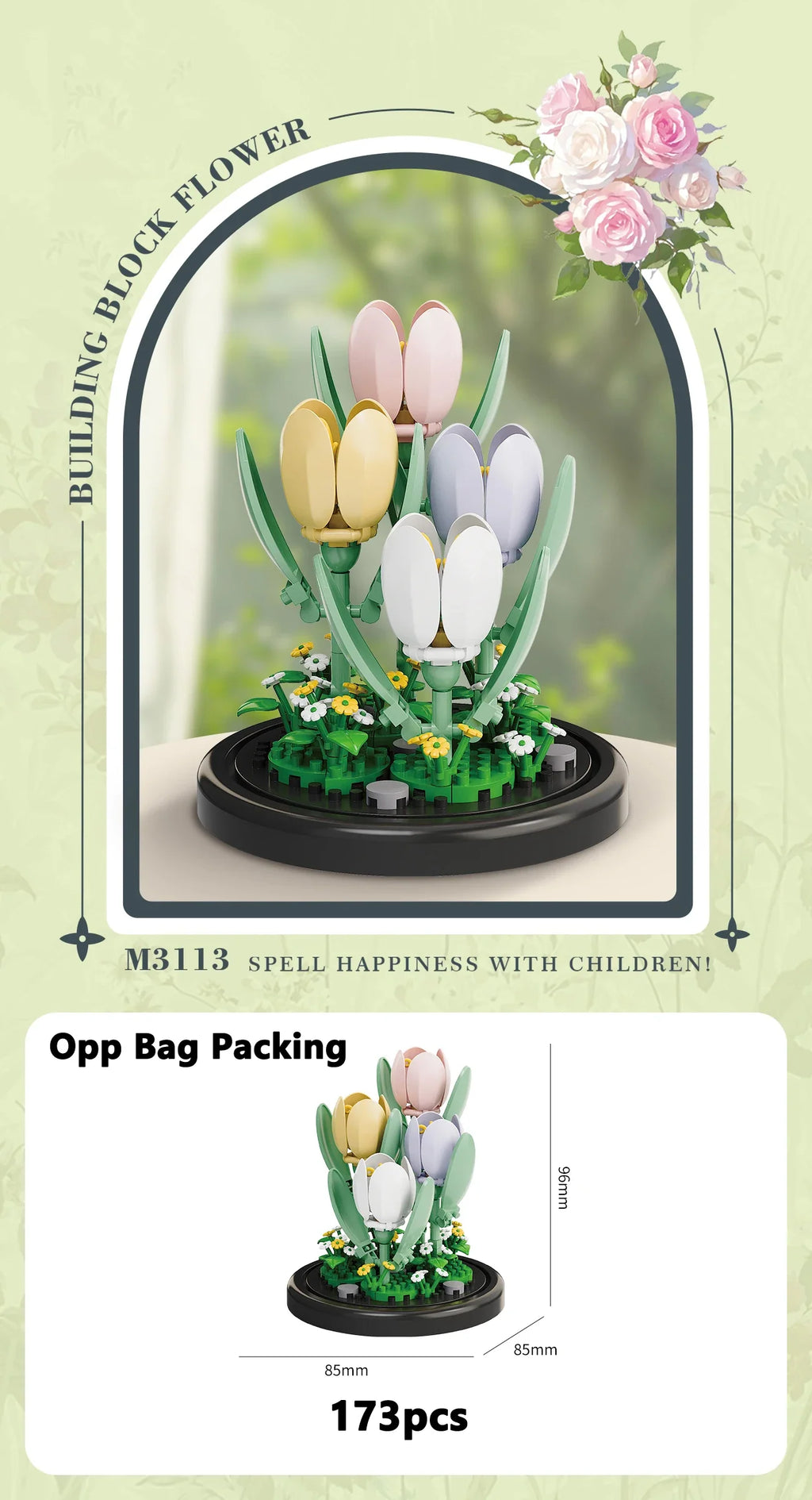 Eternal Flower Bouquet Bonsai Potted Plant Micro Building Blocks Model Home Decoration Puzzle Toys Kids Birthday Christmas Gifts