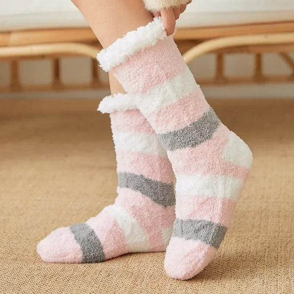 Womens Fuzzy Thermal Sock Plush Grip Hemp Winter Soft Female Home Indoor Warm Bedroom Non slip fluffy Thick Slipper Floor Sock