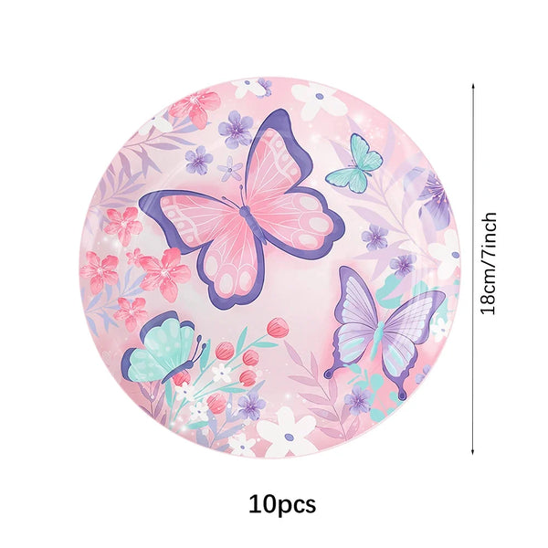 Butterfly Fairy Birthday Party Tableware Set – Pink Disposable Plates, Cups, Napkins & Tablecloth | Girls Party Decorations & Supplies