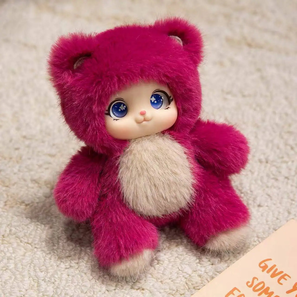 18cm Kawaii Animal Plush Toys – Cute Vinyl Face Rabbit, Bear & Sheep Pendant for Kids, Bag Charm & Gift for Animal Lovers