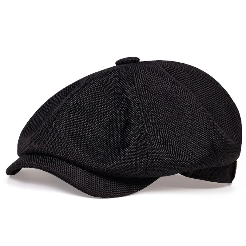 Retro Men’s Newsboy Cap – Classic Herringbone Octagonal Hat, British Style Flat Cap for Autumn & Winter, Vintage Painter Beret