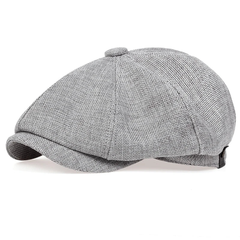 Retro Men’s Newsboy Cap – Classic Herringbone Octagonal Hat, British Style Flat Cap for Autumn & Winter, Vintage Painter Beret