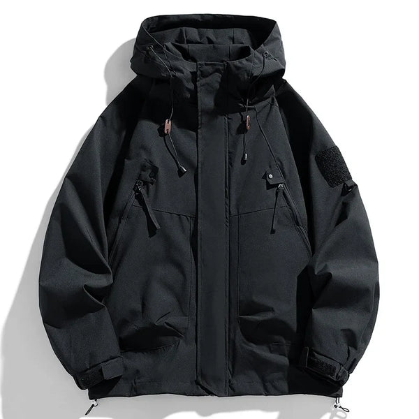 Men’s Waterproof Windbreaker Hooded Jacket – Lightweight Zipper Softshell Bomber for Hiking, Camping & Everyday Wear