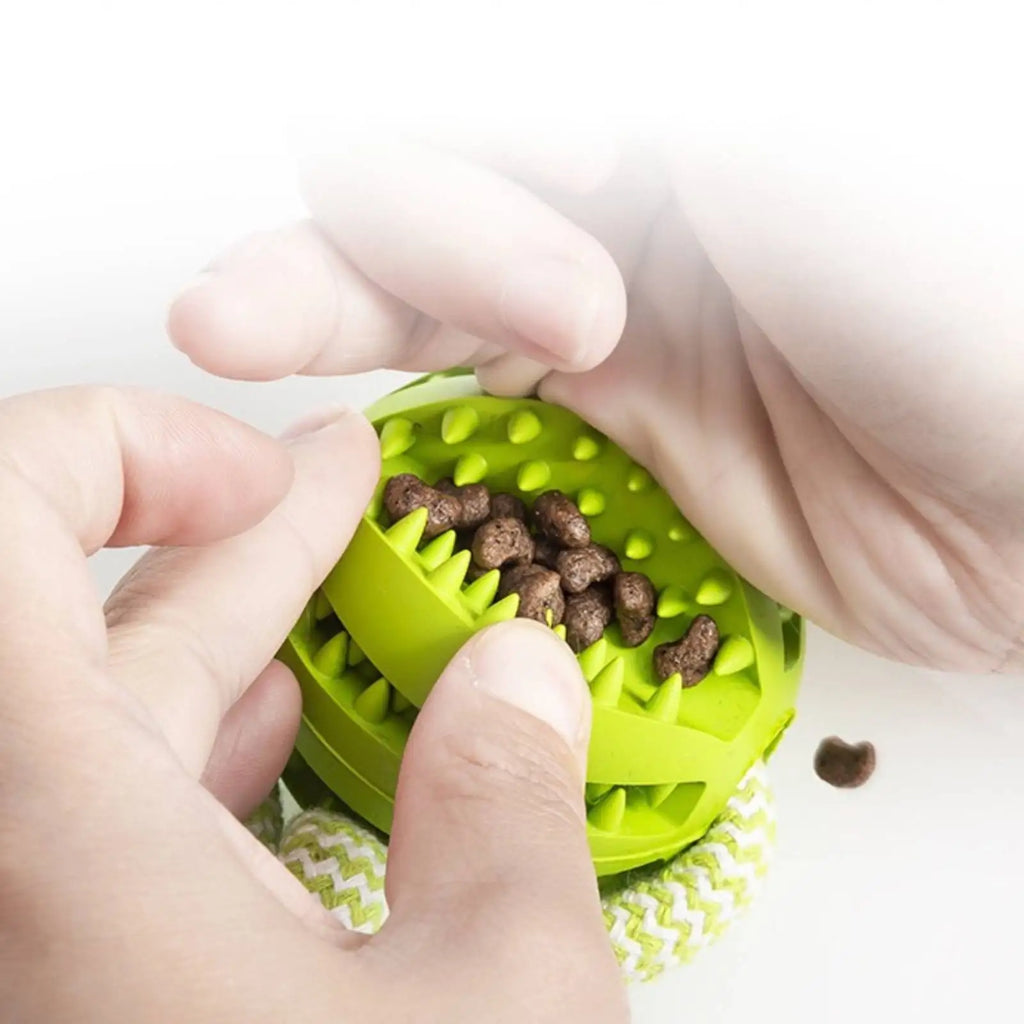 Interactive Dog Toy Balls – Treat Dispensing Rope & Rubber Chew Balls for Dogs