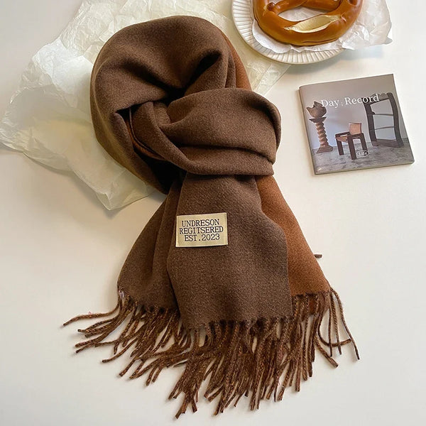 2023 Korean Style Cashmere Winter Scarf for Women – Knitted Double-Sided Solid Color Wrap | Soft Warm Fashion Neckerchief Shawl