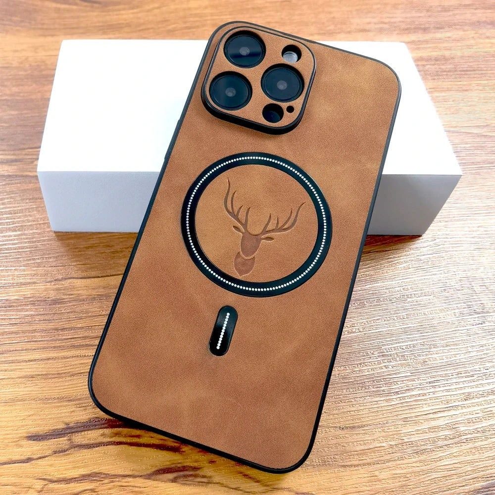Luxury PU Leather Case For iPhone 16 & 17 (Deer)