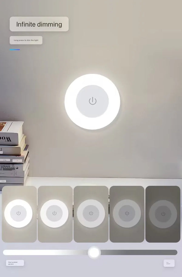 Energy Saving Led Touch Sensor Night Lights USB Rechargeable Magnetic Wall Light Room Aisle Bedroom Round Portable Night Lamp