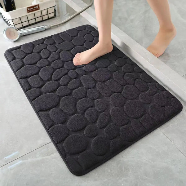 3D Cobblestone Bathroom Mat – Non-Slip Absorbent Quick-Dry Floor Rug