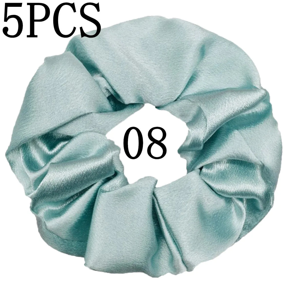 10/5 Pcs Satin Hair Scrunchies Set for Women & Girls – Soft Silk Elastic Hair Bands | Elegant Solid Color Ponytail Holders & Headwear Accessories