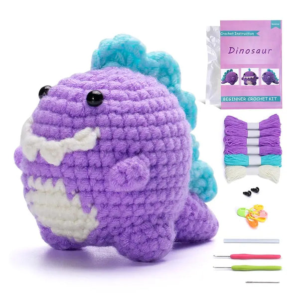 Fenrry Dinosaur Shape Doll Ornaments Hand Made Woven Crochet Wool Diy Crochet Knitted Material Bag Complete Set