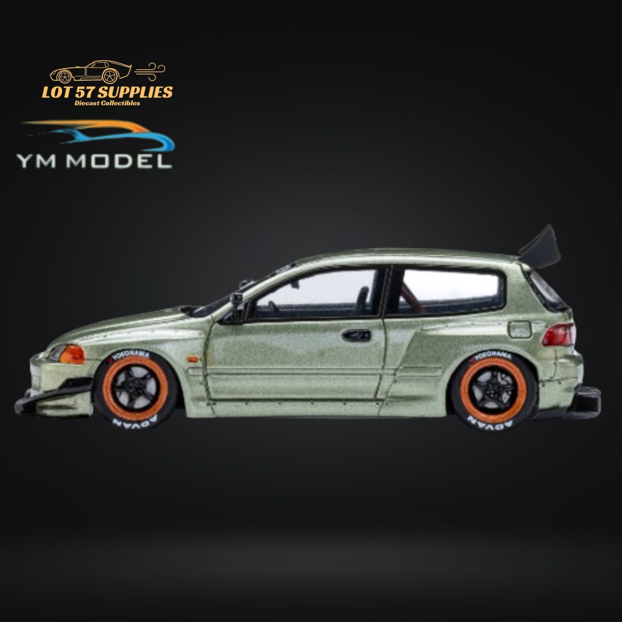 (Pre-Order) YM Model Honda Civic Pandem EG4 K20 Modified Bronze Green 1:64 Limited to 399 PCS - Collectors World Toys