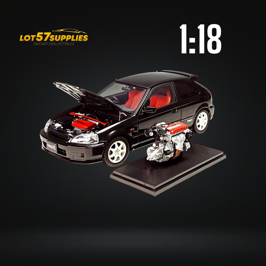 MOTORHELIX Honda Civic Type-R EK9-120 BLACK Fully Openable 1:18 - Collectors World Toys
