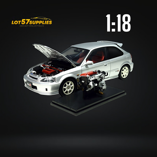 MOTORHELIX Honda Civic Type-R EK9-120 SILVER 1:18 - Collectors World Toys Hover Image
