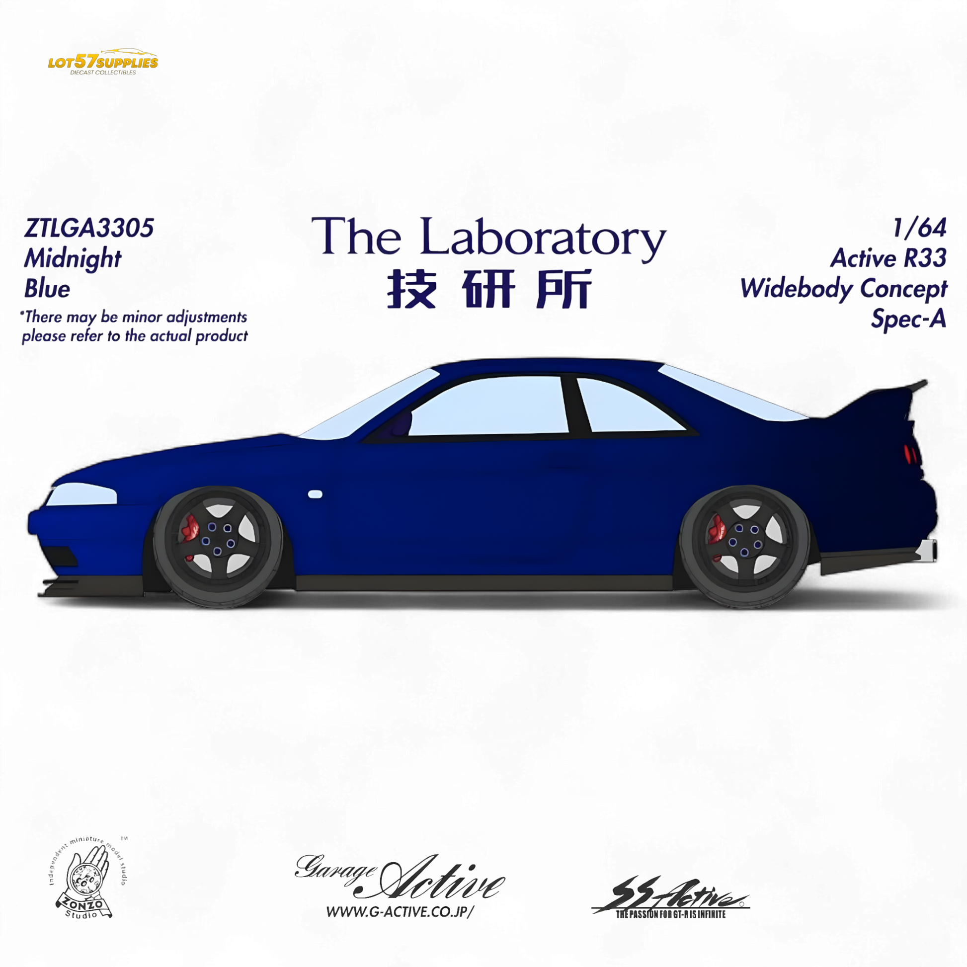 (Pre-Order) The Laboratory x ZONZO Nissan R33 Widebody Concept Spec-A - Metallic Midnight Blue 1/64