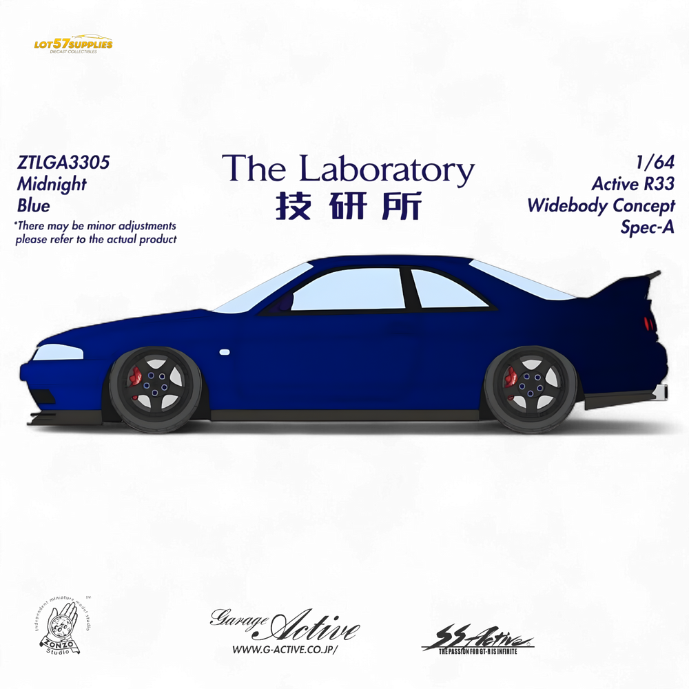 (Pre-Order) The Laboratory x ZONZO Nissan R33 Widebody Concept Spec-A - Metallic Midnight Blue 1/64 - Collectors World Toys