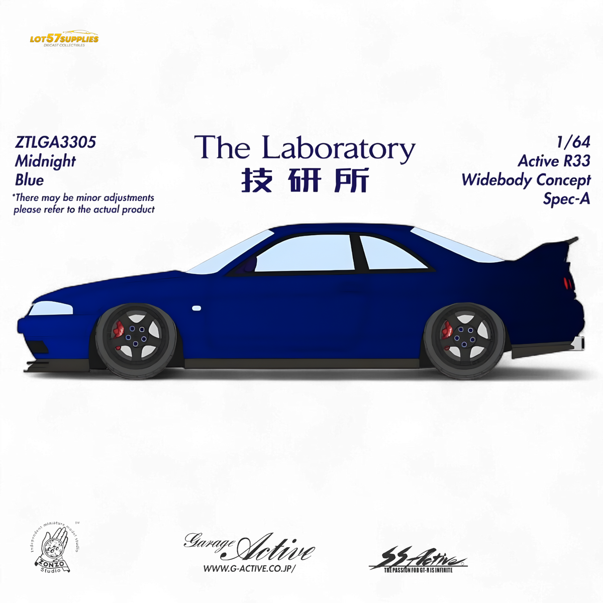 (Pre-Order) The Laboratory x ZONZO Nissan R33 Widebody Concept Spec-A - Metallic Midnight Blue 1/64 - Collectors World Toys
