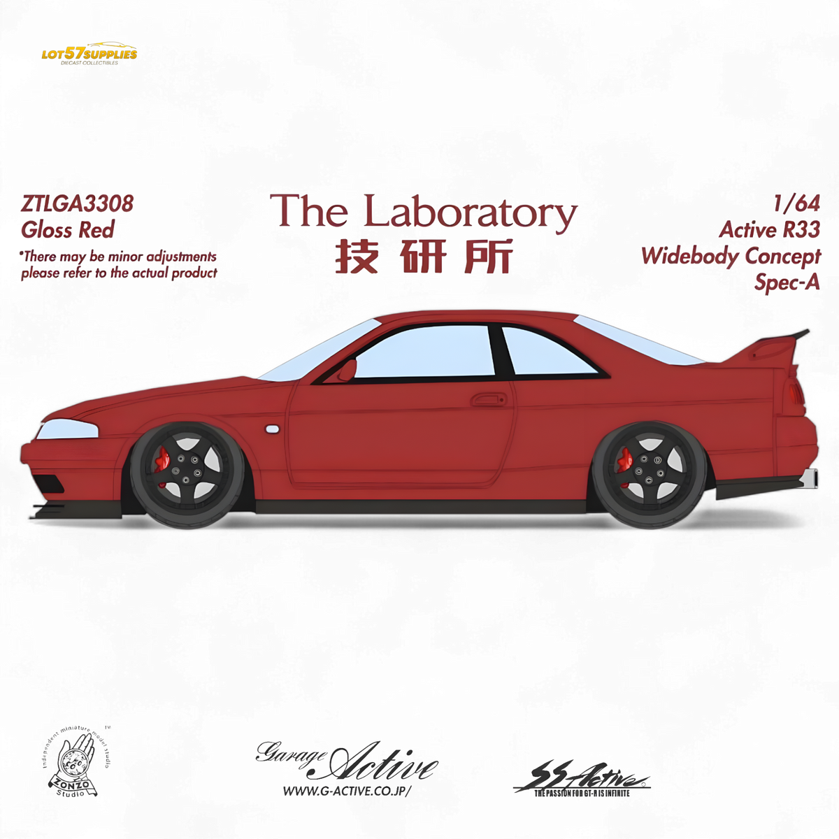 (Pre-Order) The Laboratory x ZONZO Nissan R33 Widebody Concept Spec-A - Bright Red 1/64 - Collectors World Toys