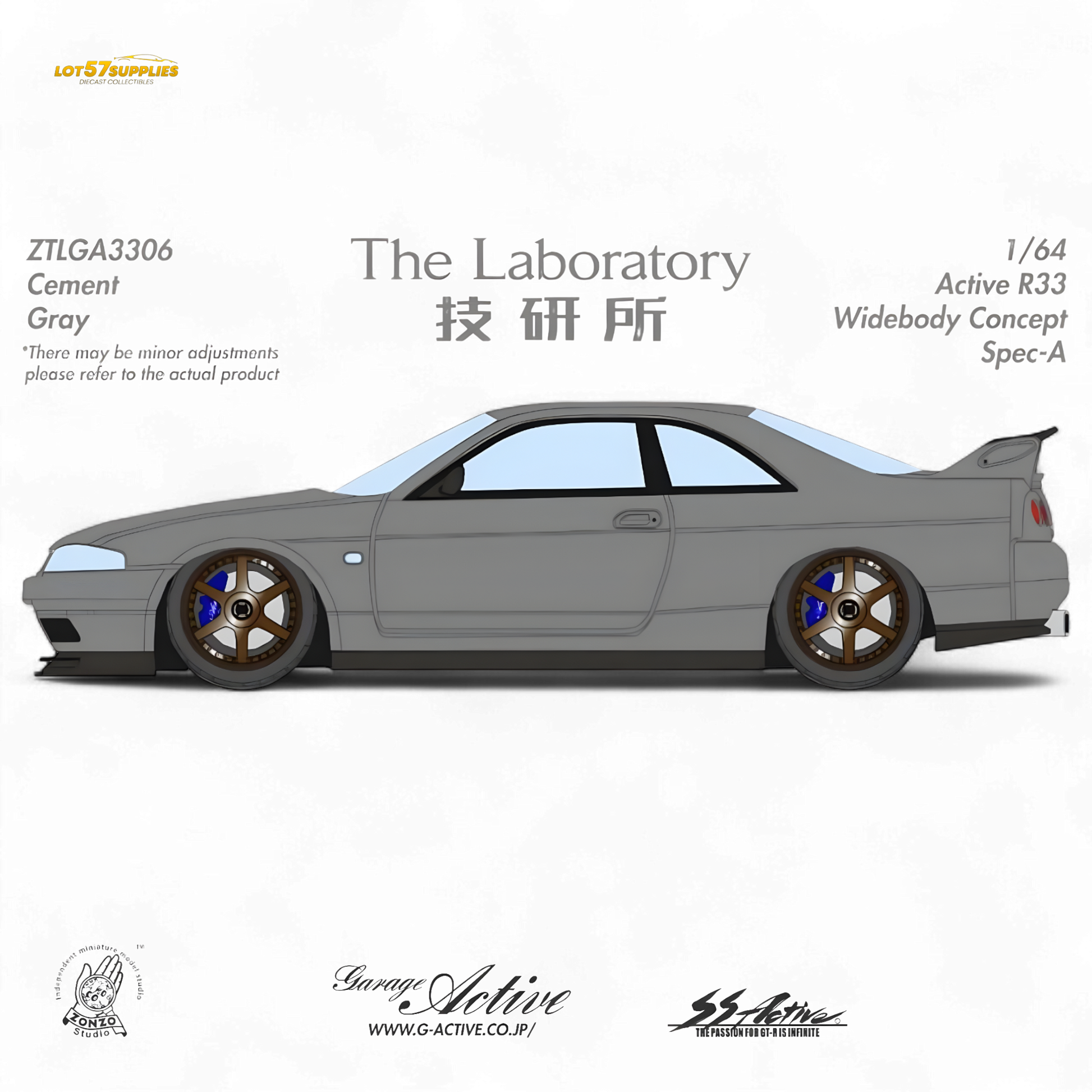 (Pre-Order) The Laboratory x ZONZO Nissan R33 Widebody Concept Spec-A - Cement Gray 1/64