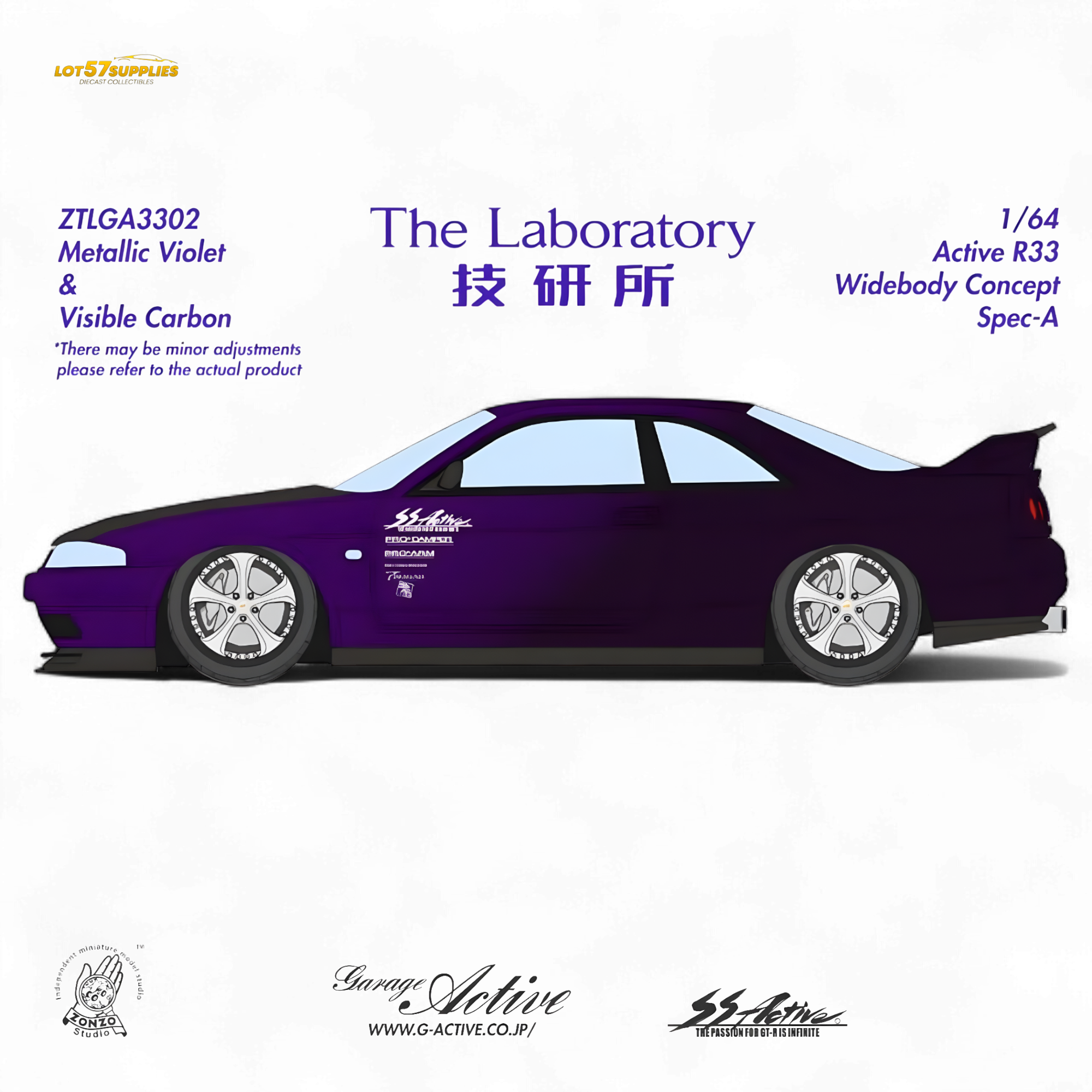 (Pre-Order) The Laboratory x ZONZO Nissan R33 Widebody Concept Spec-A - Metallic Purple 1/64