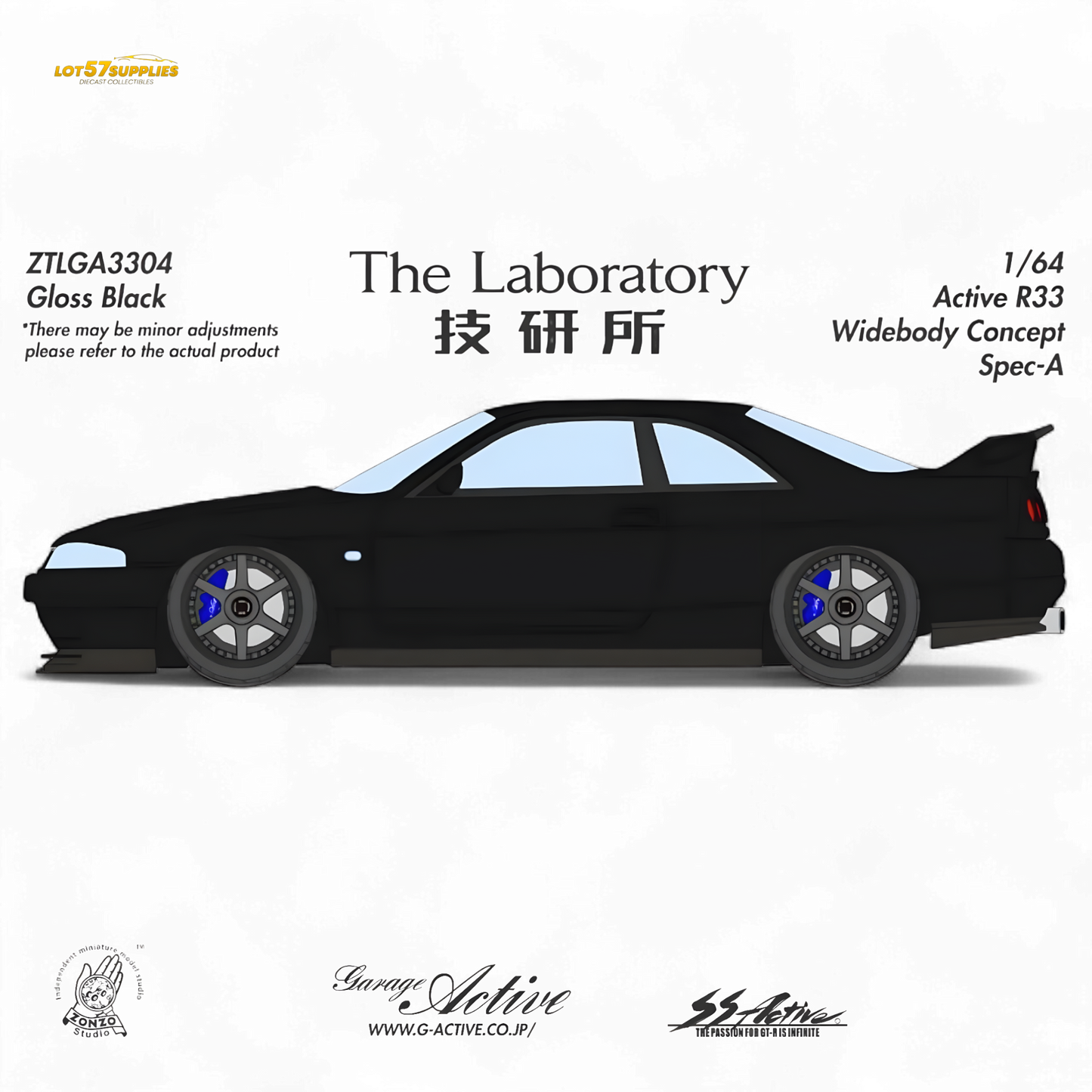 (Pre-Order) The Laboratory x ZONZO Nissan R33 Widebody Concept Spec-A - Pure Black 1/64