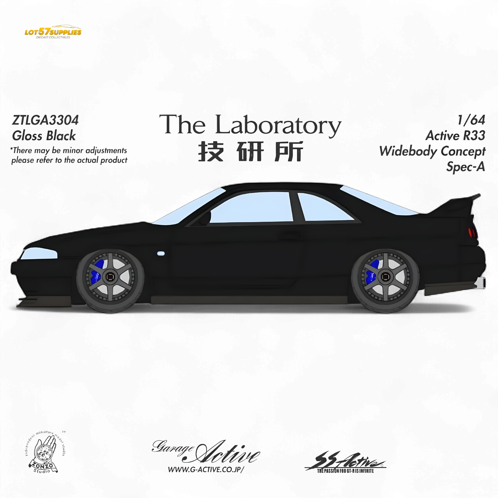 (Pre-Order) The Laboratory x ZONZO Nissan R33 Widebody Concept Spec-A - Pure Black 1/64