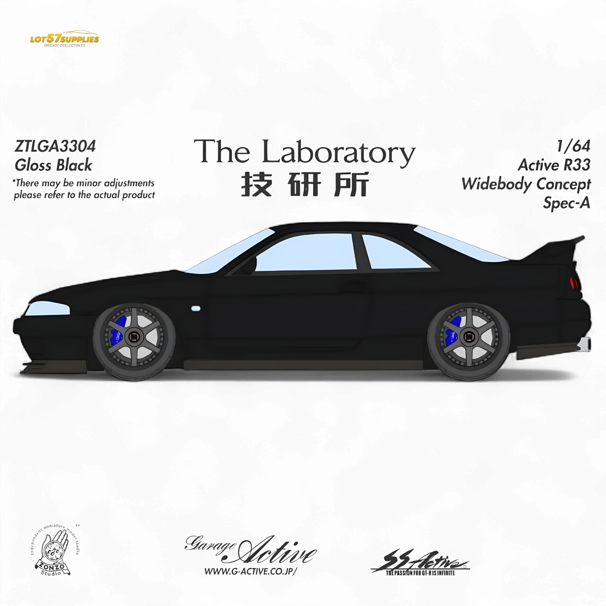 (Pre-Order) The Laboratory x ZONZO Nissan R33 Widebody Concept Spec-A - Pure Black 1/64 - Collectors World Toys