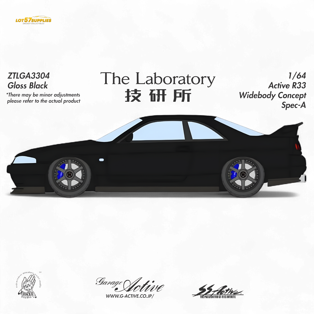 (Pre-Order) The Laboratory x ZONZO Nissan R33 Widebody Concept Spec-A - Pure Black 1/64 - Collectors World Toys