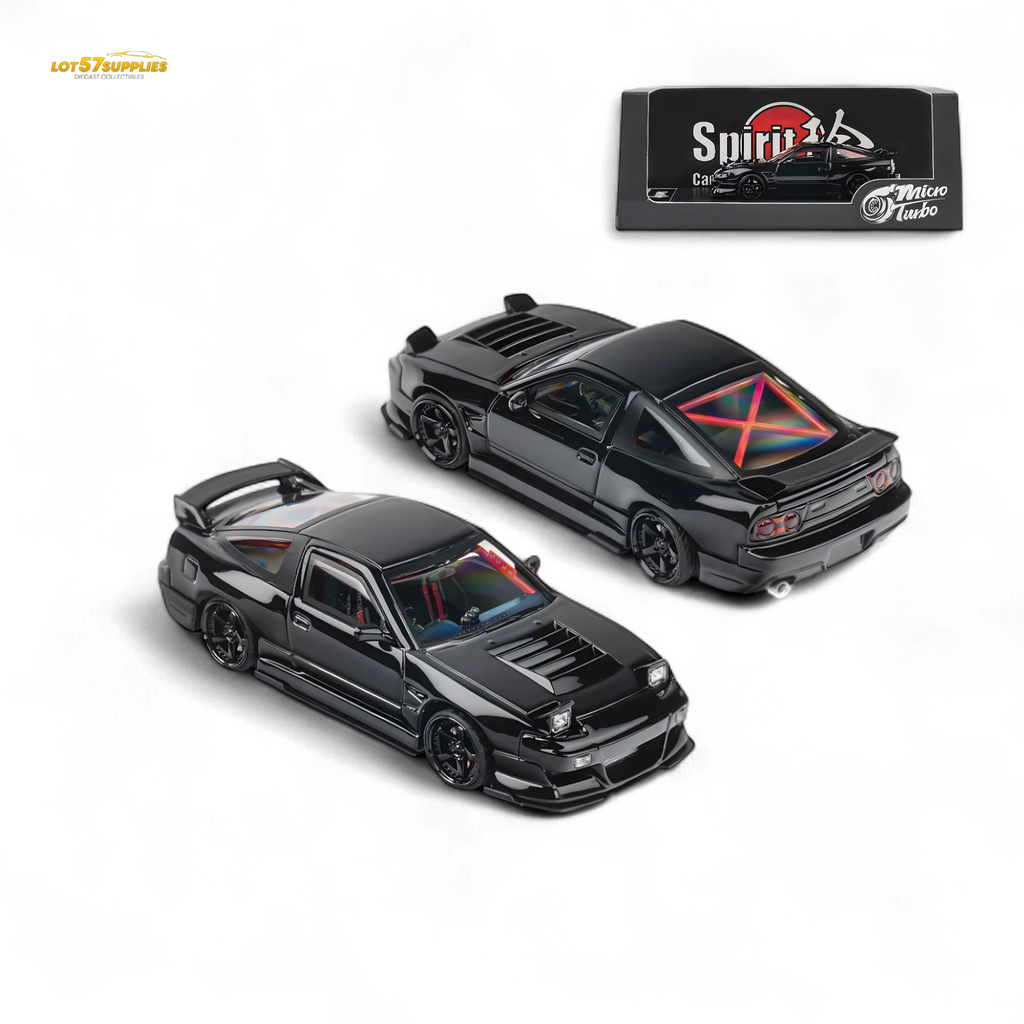 MicroTurbo Custom 180SX Type X Metallic Black MIYABI 1:64 - Collectors World Toys