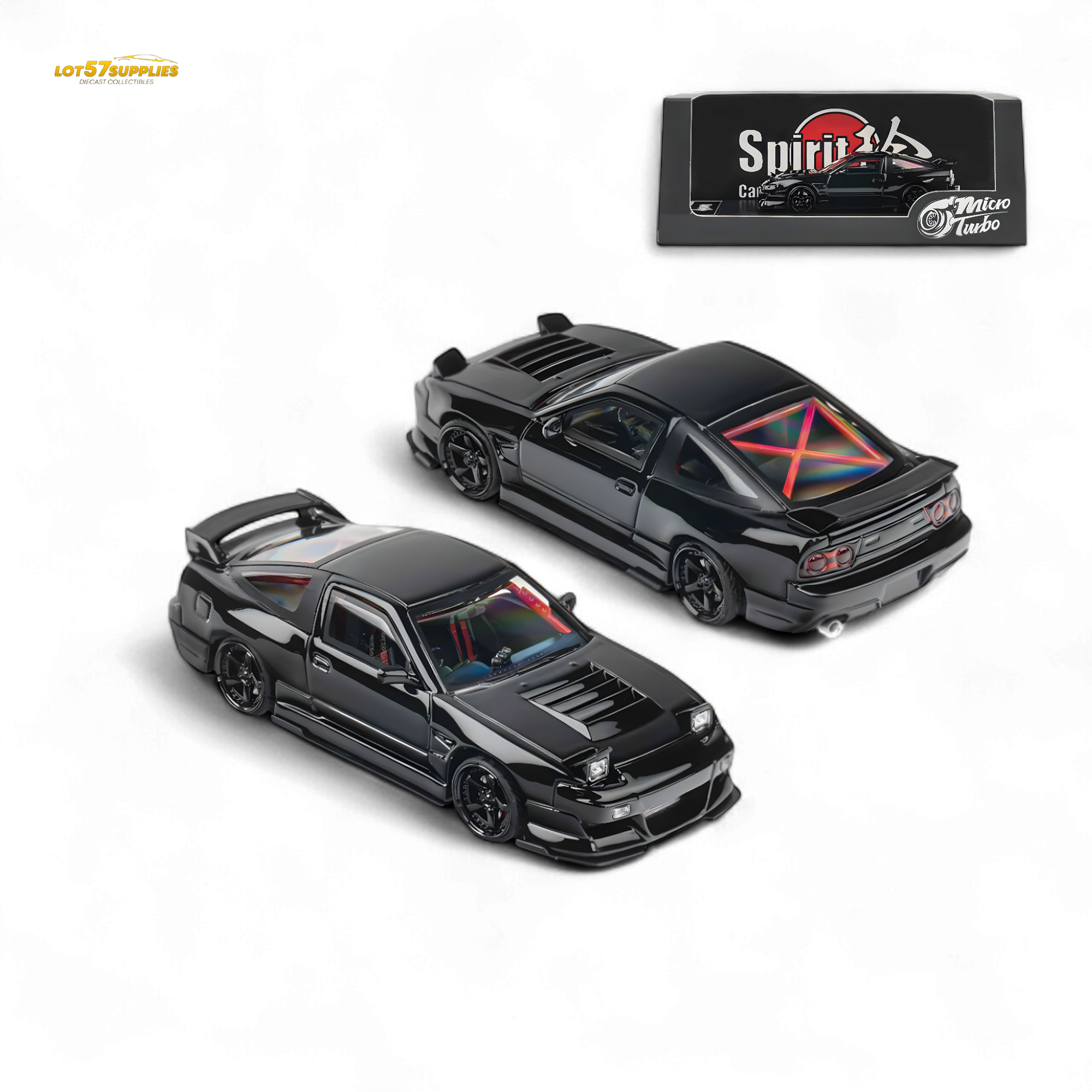 MicroTurbo Custom 180SX Type X Metallic Black MIYABI 1:64 - Collectors World Toys