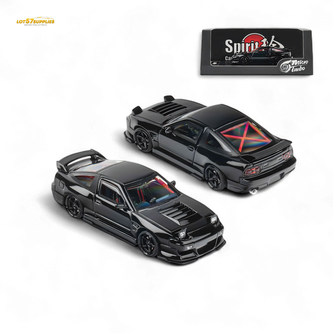 MicroTurbo Custom 180SX Type X Metallic Black MIYABI 1:64 - Collectors World Toys Hover Image
